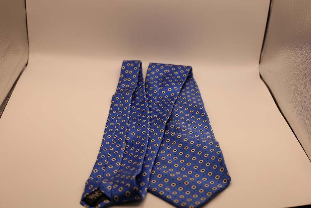Joseph & Lyman Blue Geometric Pattern Silk Necktie